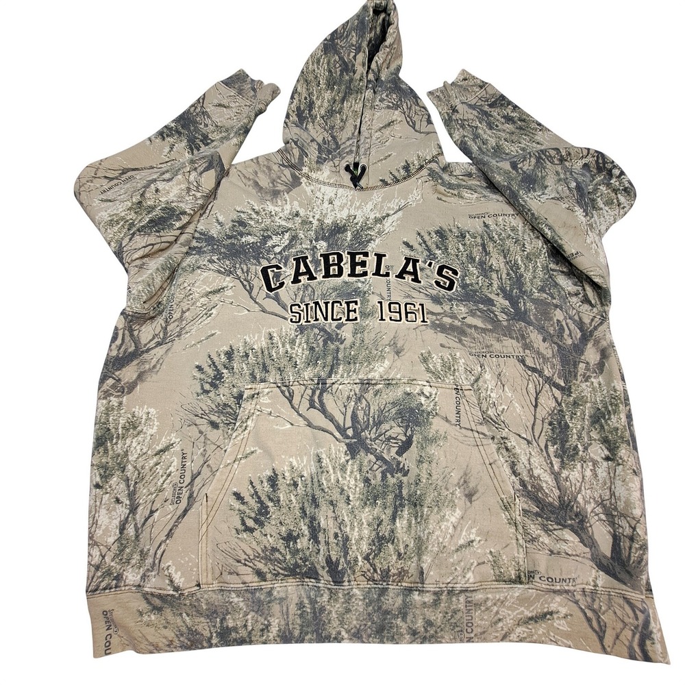 Cabelas Seclusion 3D Open Country Camo Hoodie Mens 2XL Pullover Sweatshirt